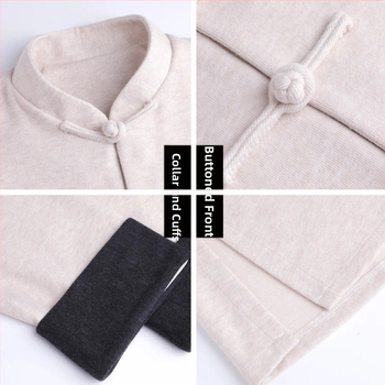 Tai Chi unisex súprava na jeseň-zimu z polyester-viskoza-spandex, s hodvábnymi a vlnenými detailmi, vhodná na praxi Tai Chi a bojových umení