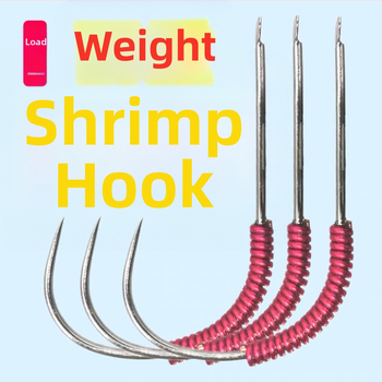 Prekės ženklas 1 krevečių kabliukų rinkinys su viengaliais ir dvigubais kabliukais su dantimis