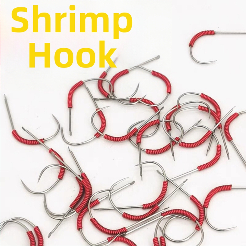 Prekės ženklas 1 krevečių kabliukų rinkinys su viengaliais ir dvigubais kabliukais su dantimis