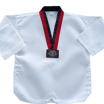 Taekwondo uniforma (vienkrāsains raksts, poliestera-kokvilnas audums, oderes kokvilnas maisījums, izcelsme: Qingdao, Šandongas reģions)
