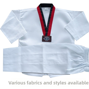 Taekwondo uniforma (vienkrāsains raksts, poliestera-kokvilnas audums, oderes kokvilnas maisījums, izcelsme: Qingdao, Šandongas reģions)
