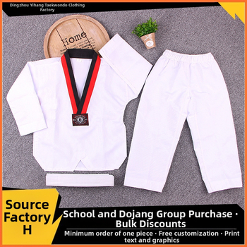 Taekwondo apģērbs treniņiem – svītru raksts, kokvilnas-poliesteru maisījums, garas un īsas piedurknes, bērniem un pieaugušajiem