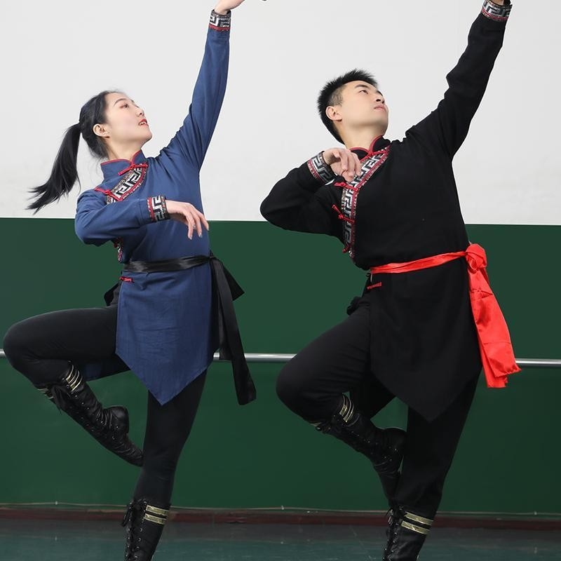 Női mongol tánc színpadi jelmez készlet, pamut–len anyag, 70–80% pamut, néptánc