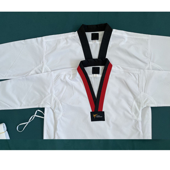 Taekwondo kostīms bērniem un pieaugušajiem, kokvilnas maisījums audums 50%, iekšējā oderes kokvilna 50%, sietu dizains, piemērots Taekwondo treniņiem un cīņas mākslai