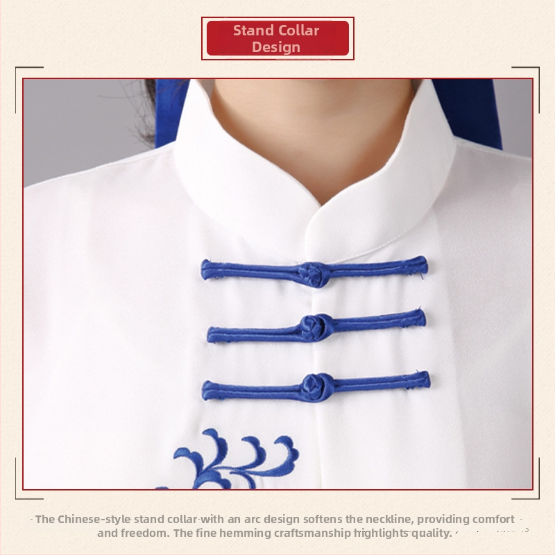 Vienos lyties Tai Chi siuvinėtas kostiumas, elastinis perlų medvilnės audinys, 75% poliesteris, ilgomis rankovėmis, suaugusiems