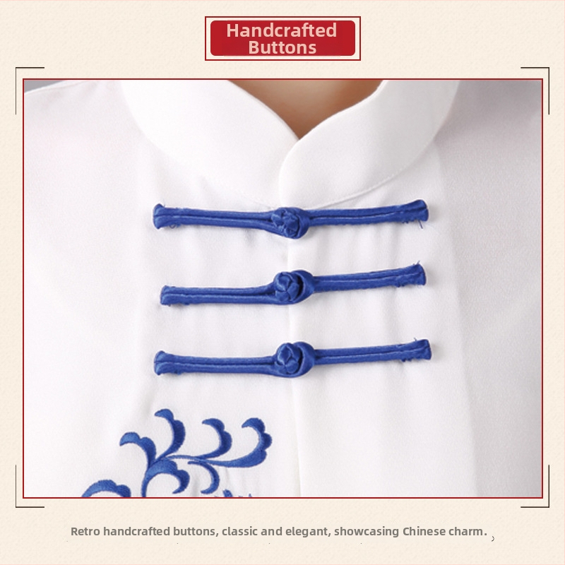 Vienos lyties Tai Chi siuvinėtas kostiumas, elastinis perlų medvilnės audinys, 75% poliesteris, ilgomis rankovėmis, suaugusiems