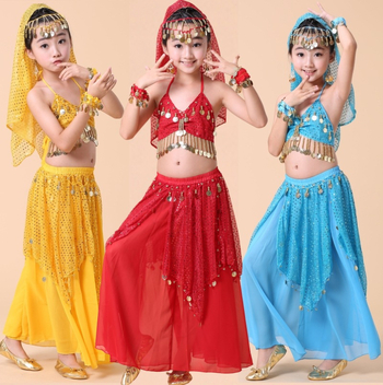 Dječji kostim za belly dance za djevojčice – 120D šifon tkanina, glavni materijal akril – sve sezone – za djecu do 17 godina