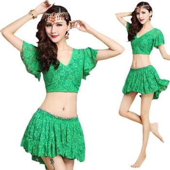 Set za orientalni ples s čipkom, ženski, kratka suknja, poliester 95%+, ljeto 2023