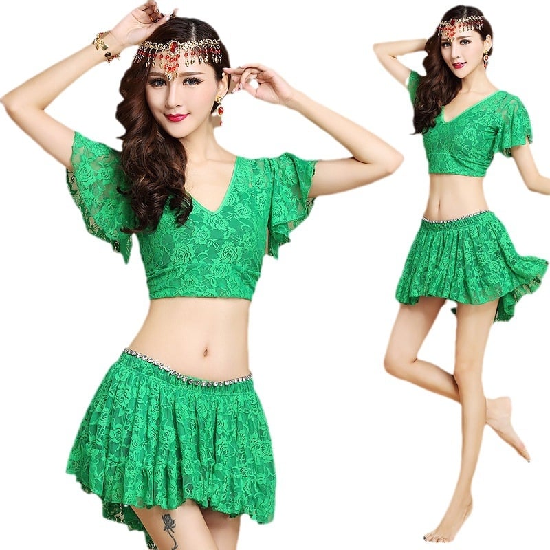 Set za orientalni ples s čipkom, ženski, kratka suknja, poliester 95%+, ljeto 2023