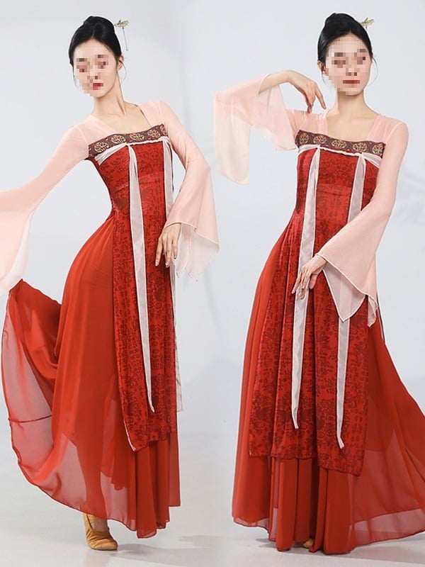 Unisex kostim za klasični ples Han-Tang s suknjom do prsa i tekućim tullom, tkanina Chenille sa Spandexom, sadržaj Spandex <30%, za narodne plesne izvedbe, proljeće 2025