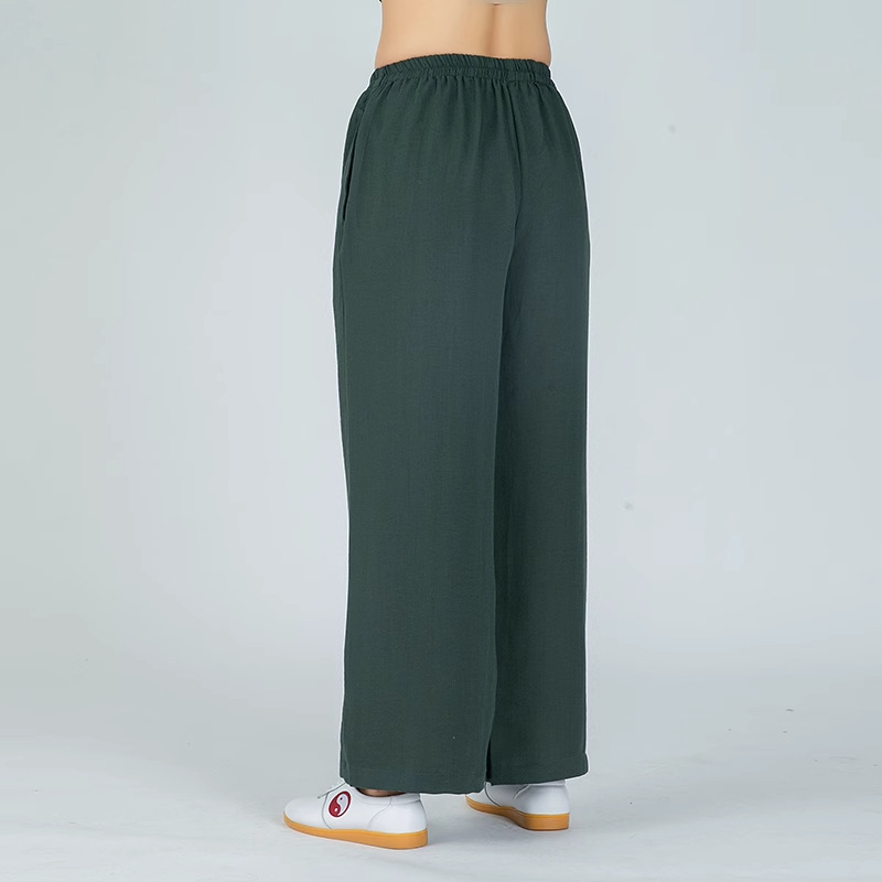 Tai Chi kelnės iš lino ir medvilnės, unisex, suaugusiems, kvėpuojančios, tiesaus kirpimo, ilgos, 50% lino