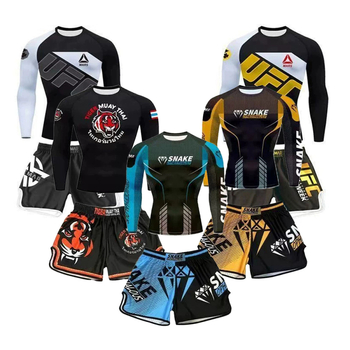 Kovų menų treniruočių komplektas: unisex, 95% poliesteris su Lycra audiniu, Lycra audinys, tinkamas Sanda užsiėmimams.