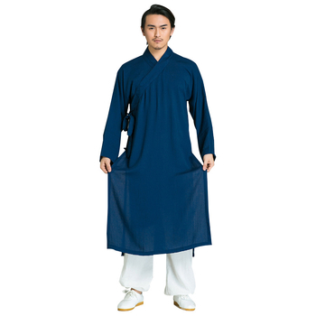 Vyrų Tai Chi lininis chalatas su lino pamušalu, vienos spalvos raštas