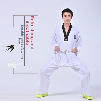 Taekwondo apģērbs pieaugušajiem, unisex treniņu un izrāžu apģērbs, poliester-cottonu maisījums
