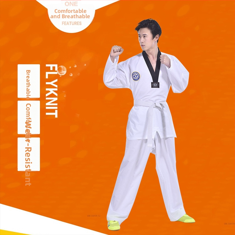 Taekwondo apģērbs pieaugušajiem, unisex treniņu un izrāžu apģērbs, poliester-cottonu maisījums