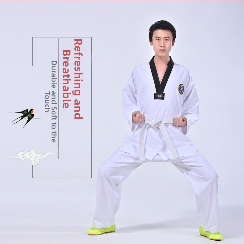 Taekwondo apģērbs pieaugušajiem, unisex treniņu un izrāžu apģērbs, poliester-cottonu maisījums