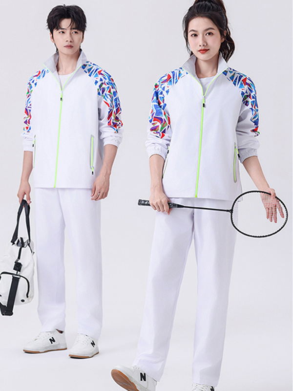 Sporta komplekti ar Broken Flowers motīvu, unisex, garas piedurknes, stāvošā apkakle, poliesters