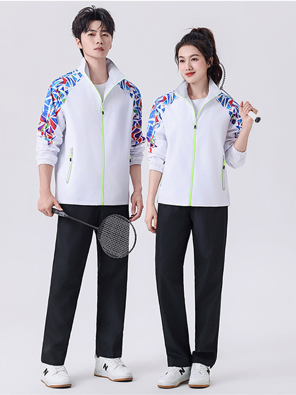 Sporta komplekti ar Broken Flowers motīvu, unisex, garas piedurknes, stāvošā apkakle, poliesters