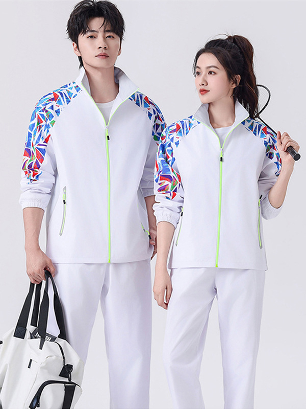 Sporta komplekti ar Broken Flowers motīvu, unisex, garas piedurknes, stāvošā apkakle, poliesters