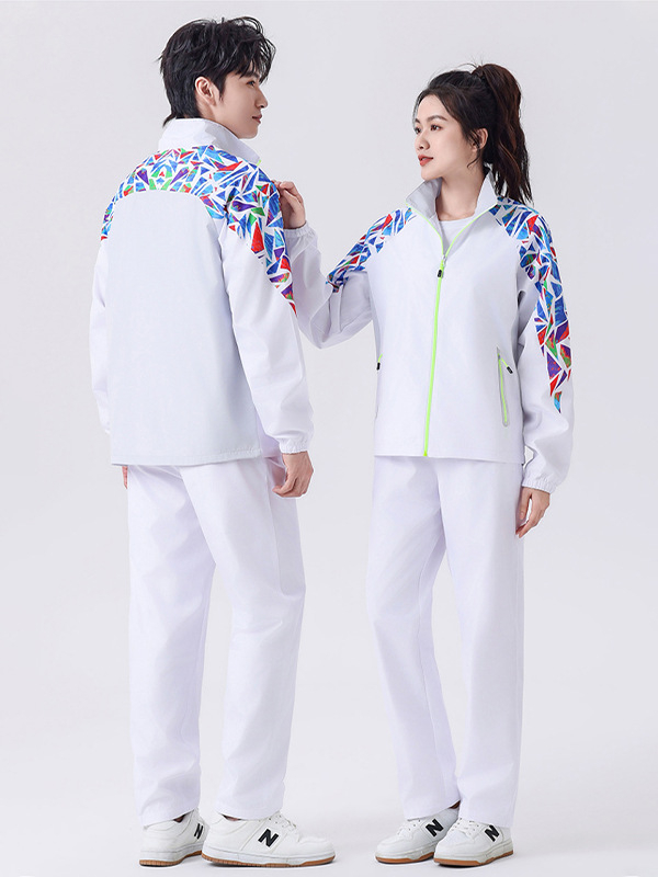 Sporta komplekti ar Broken Flowers motīvu, unisex, garas piedurknes, stāvošā apkakle, poliesters