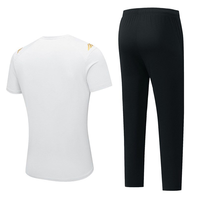 Vasaras sporta komplekts: īsām piedurknēm tops ar apaļu kaklu un garas bikses, poliesters 95%, universāls pieaugušajiem