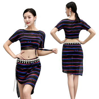 Roba Belly Dance za trening — mrežasti materijal, tiskani uzorak, glavni materijal 80% Spandex, podstava 5% Spandex