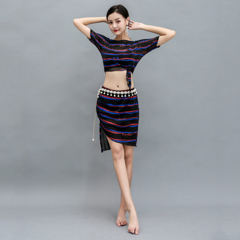Roba Belly Dance za trening — mrežasti materijal, tiskani uzorak, glavni materijal 80% Spandex, podstava 5% Spandex