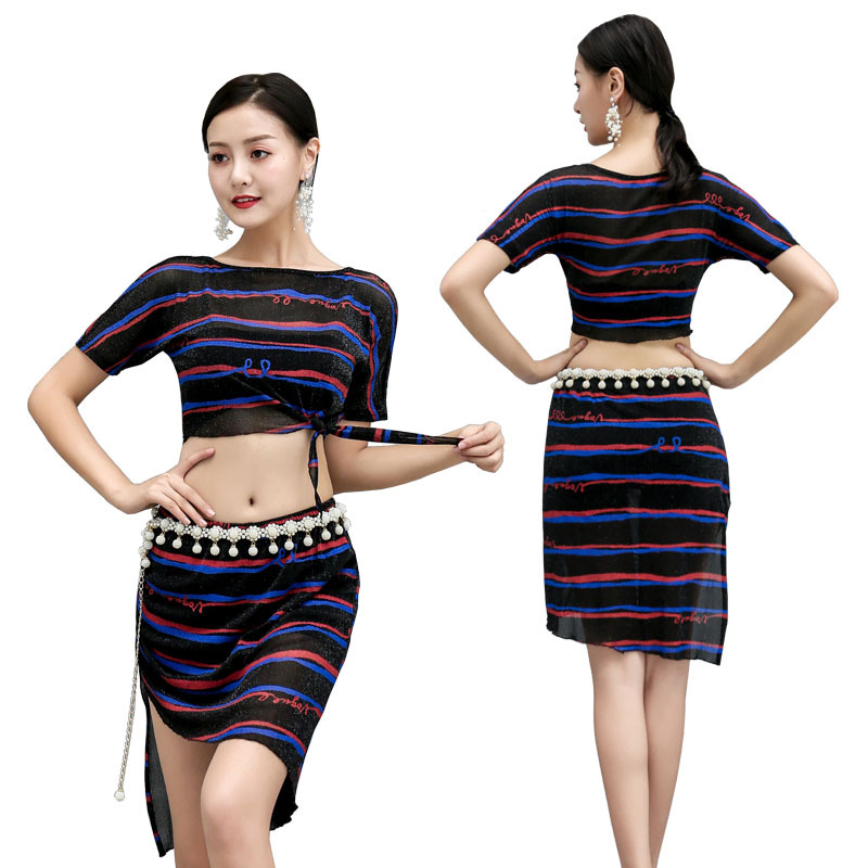Roba Belly Dance za trening — mrežasti materijal, tiskani uzorak, glavni materijal 80% Spandex, podstava 5% Spandex