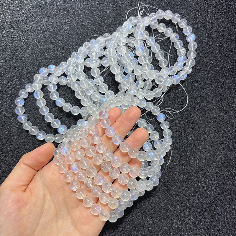 Mărgele rotunde din piatră lunară, libere, lustruite, componente semi-finite pentru bijuterii DIY, origine Guangzhou