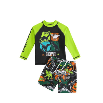 Παιδικό μαγιό για αγόρια με μακρύ μανίκι, προστασία από τον ήλιο, γρήγορο στέγνωμα, μοτίβο δεινοσαύρου; εξωτερικό ύφασμα πολυεστέρα 85%