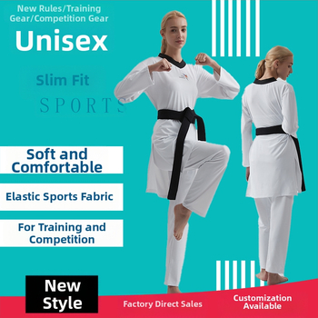Taekwondo uniforma ar neilona ārējo audumu un 55% poliesteru, oderējums modal 100%.