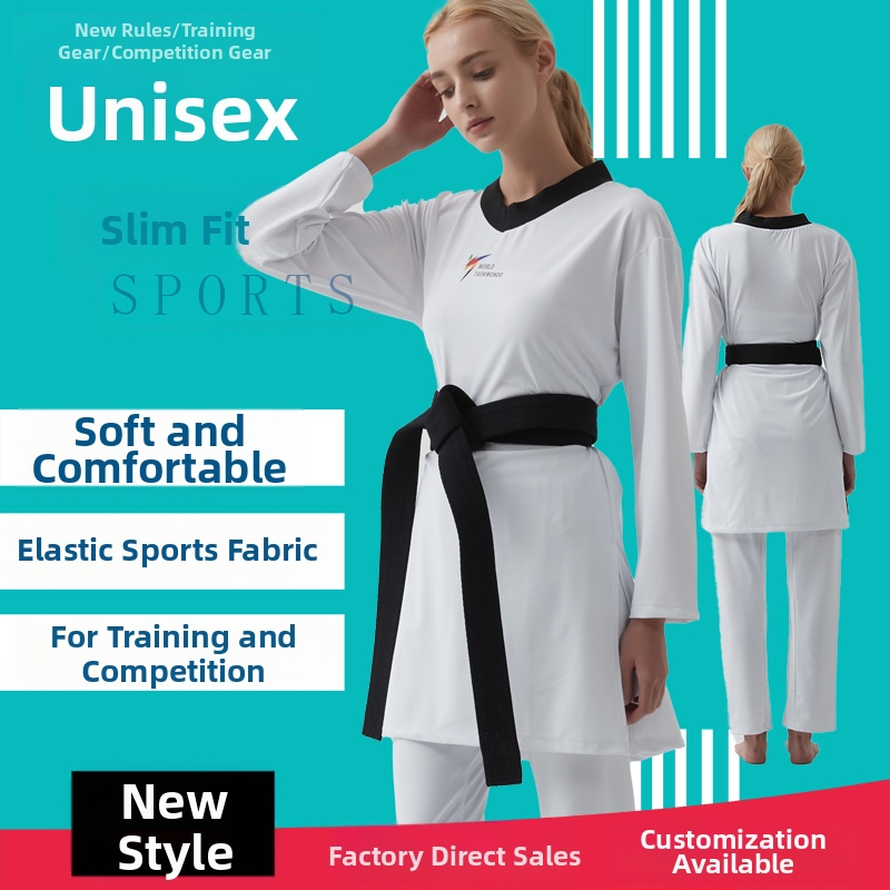 Taekwondo uniforma ar neilona ārējo audumu un 55% poliesteru, oderējums modal 100%.