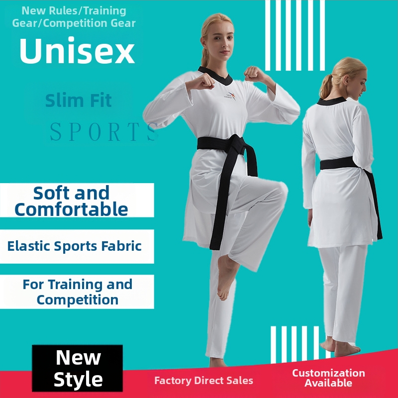 Taekwondo uniforma ar neilona ārējo audumu un 55% poliesteru, oderējums modal 100%.