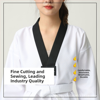 Taekwondo tērps bērniem un pieaugušajiem – elpojošs poliestera šķiedru maisījums, modeļi: svītras, rūtis, vienkrāsains, punkti, piemērots cīņas mākslu treniņiem