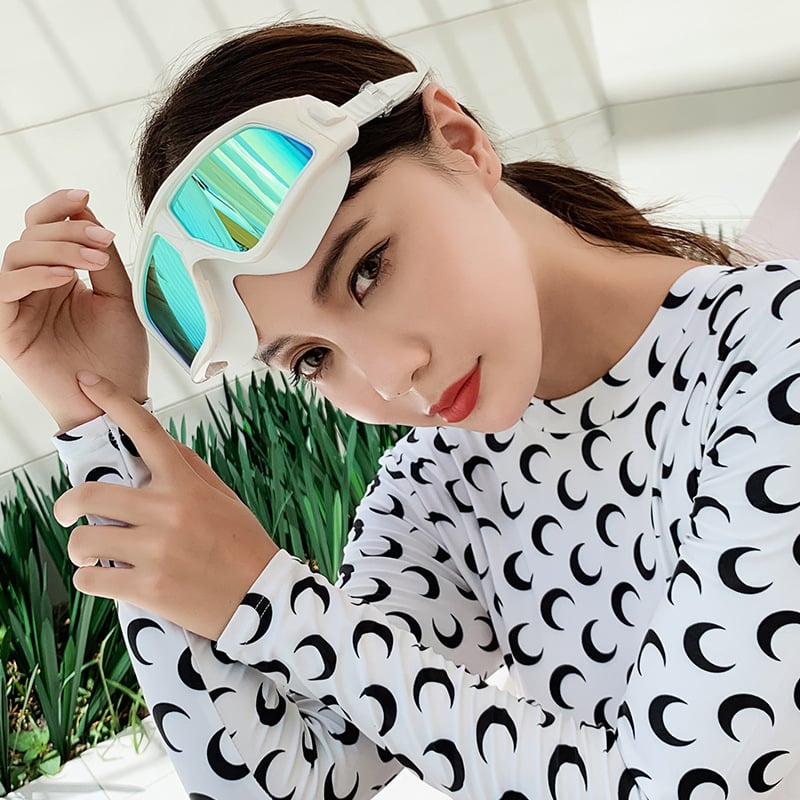 Suaugusiųjų plaukimo akiniai su plačiu matymo lauku ir didelėmis lęšiais, PVC medžiaga, atsparūs vandeniui ir prieš rasojimą