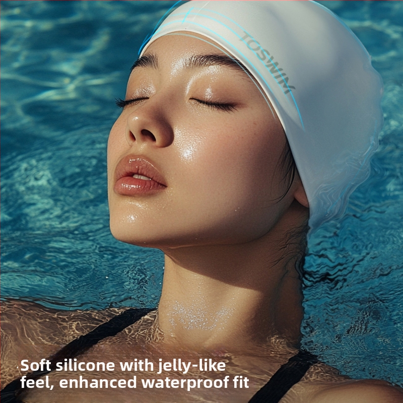 Silikoninė plaukimo kepurė, vandeniui atspari, ilgų plaukų, didelis galvos apimtis, ausų apsauga