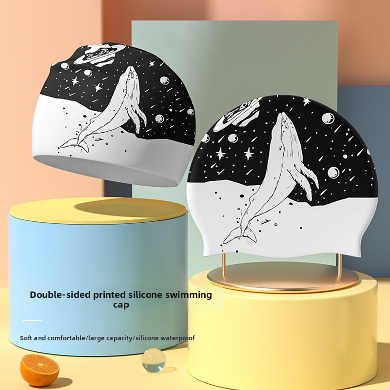 Καπέλο κολύμβησης από σιλικόνη για γυναίκες με μακριά μαλλιά, αδιάβροχο και μη ελαστικό, επαγγελματικό καπέλο κολύμβησης με σχέδιο