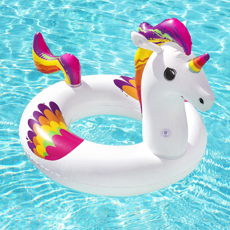 Bestway 36159 Unicorn napuhljivi plivački prsten za odrasle, ekološki PVC, crtani uzorak, pogodan za plivanje i hodanje po plitkoj vodi