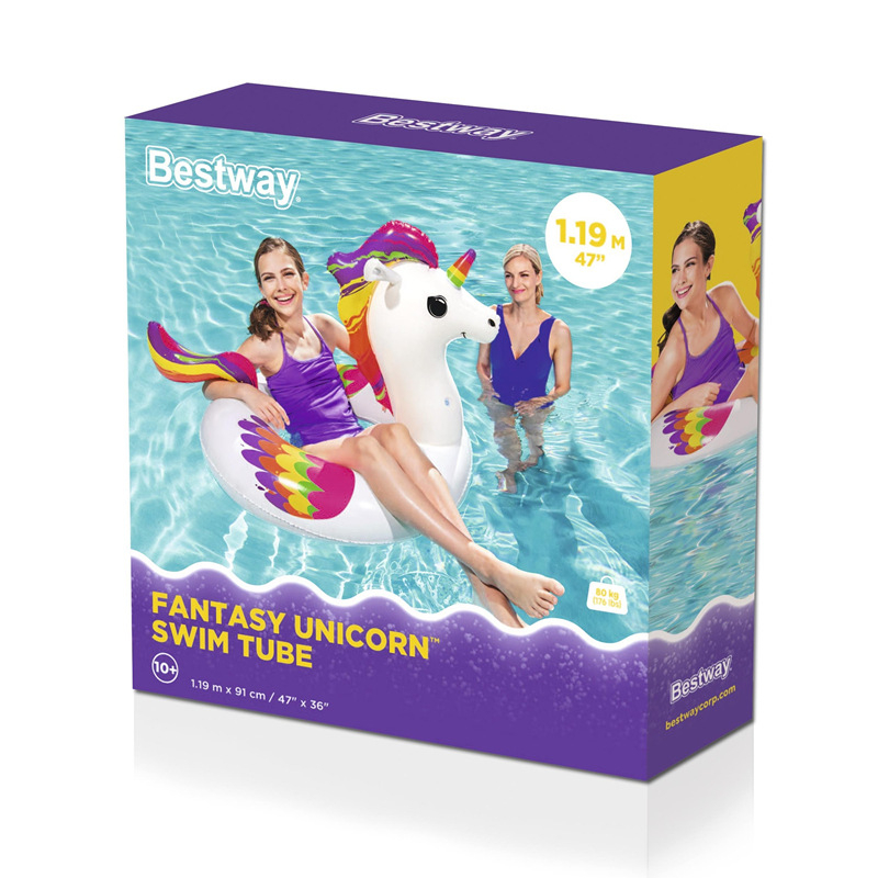 Bestway 36159 Unicorn napuhljivi plivački prsten za odrasle, ekološki PVC, crtani uzorak, pogodan za plivanje i hodanje po plitkoj vodi