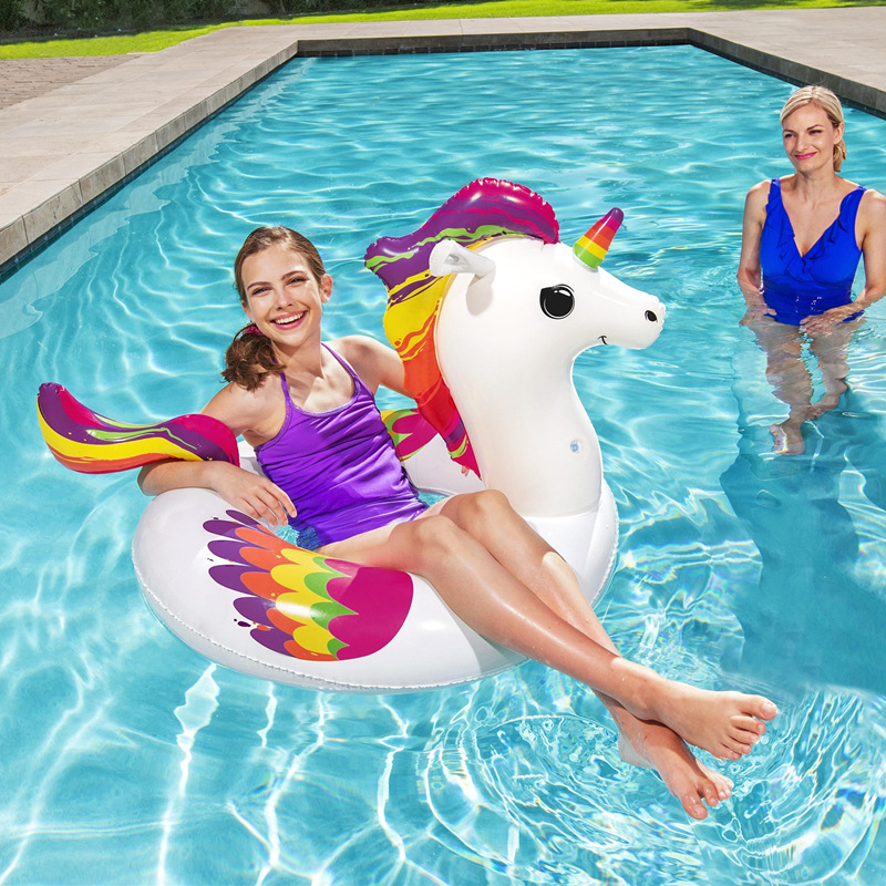 Bestway 36159 Unicorn napuhljivi plivački prsten za odrasle, ekološki PVC, crtani uzorak, pogodan za plivanje i hodanje po plitkoj vodi