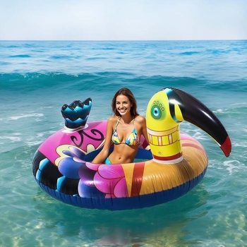 Ujumistring Big Mouth Bird – trükitud muster, keskkonnasõbralik PVC, PVC paksus 18 niiti, täiskasvanutele, ujumise ja veespordi jaoks