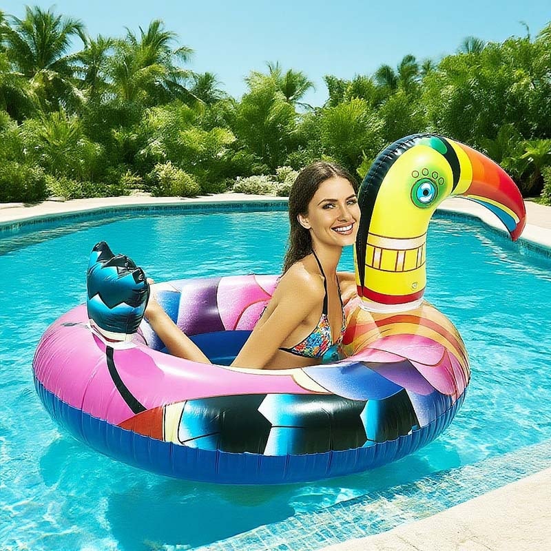 Ujumistring Big Mouth Bird – trükitud muster, keskkonnasõbralik PVC, PVC paksus 18 niiti, täiskasvanutele, ujumise ja veespordi jaoks