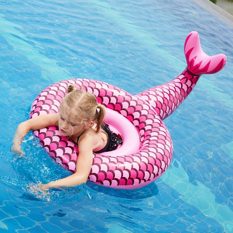 Plivački prsten s mermaid sjedalom za djecu – PVC, crtić motiv, dob 1–4 godine