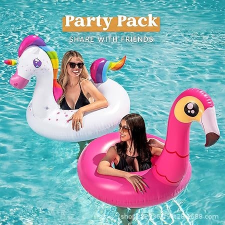 Nafukivani plivački prsten Flamingo Jednorog za odrasle, ekološki PVC, debljina 0.25 mm, print dizajn, pogodan za bazene, jezera, rijeke