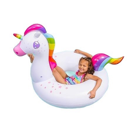Nafukivani plivački prsten Flamingo Jednorog za odrasle, ekološki PVC, debljina 0.25 mm, print dizajn, pogodan za bazene, jezera, rijeke