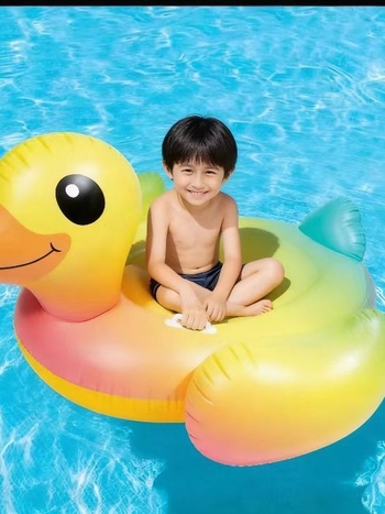 Intex dječji napuhivi prsten za plivanje u obliku patke – PVC, ručno pumpanje, za bazen i vodeni park