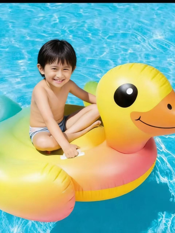 Intex dječji napuhivi prsten za plivanje u obliku patke – PVC, ručno pumpanje, za bazen i vodeni park