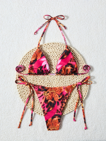 Bikini set s otiskom, halter oko vrata, ljetna novost 2026, europsko-američki stil