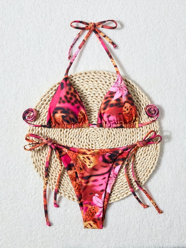 Bikini set s otiskom, halter oko vrata, ljetna novost 2026, europsko-američki stil