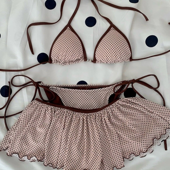 Novi bikini u IN stilu s točkicama, trostruke trake, seksi donji dio s suknjom za žene